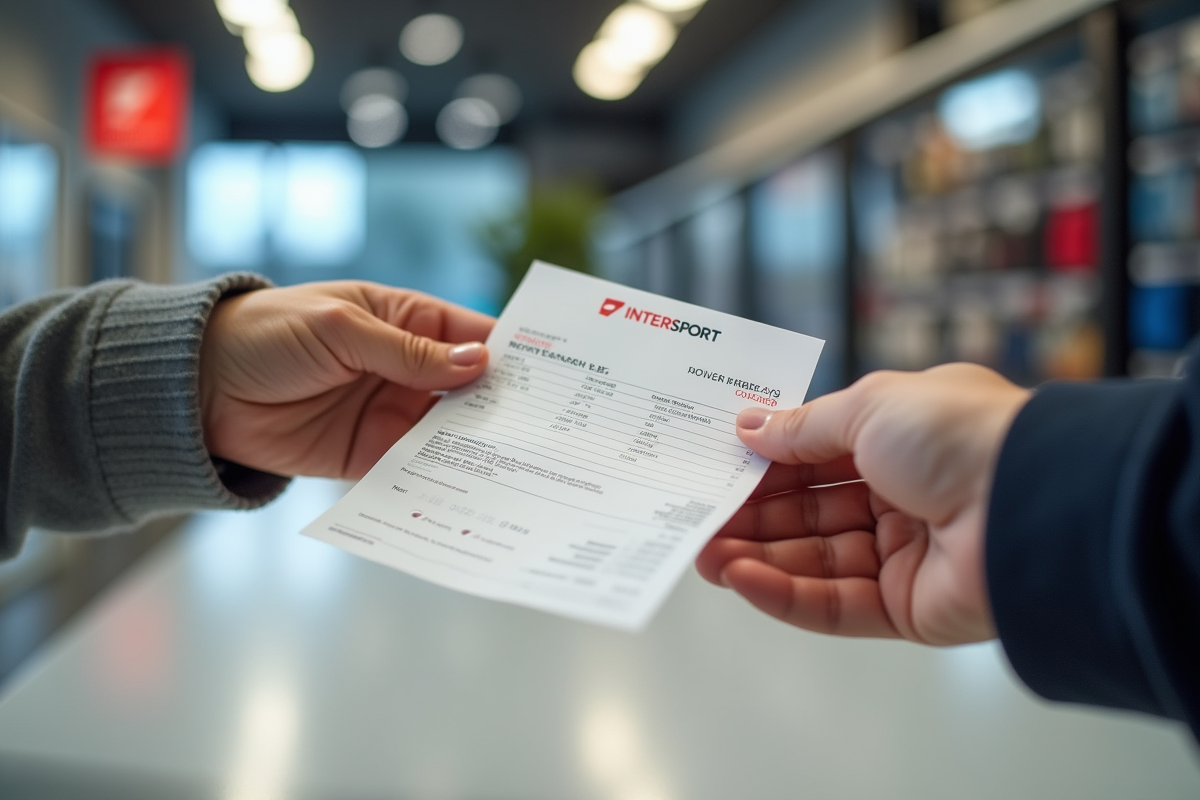 Echange de bon cadeau et reçu dans un magasin sport