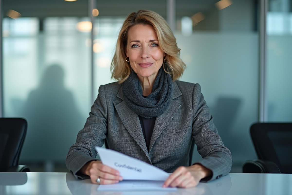 Femme responsable de la securite informatique en réunion