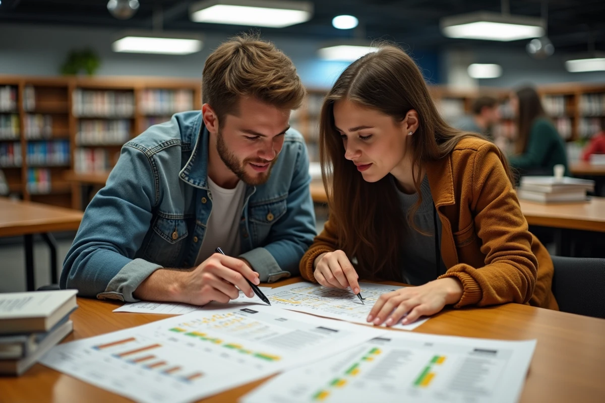 Deux joueurs étudiant des fiches de stuff et statistiques d'équipement pour optimiser leur personnage dans un MMORPG