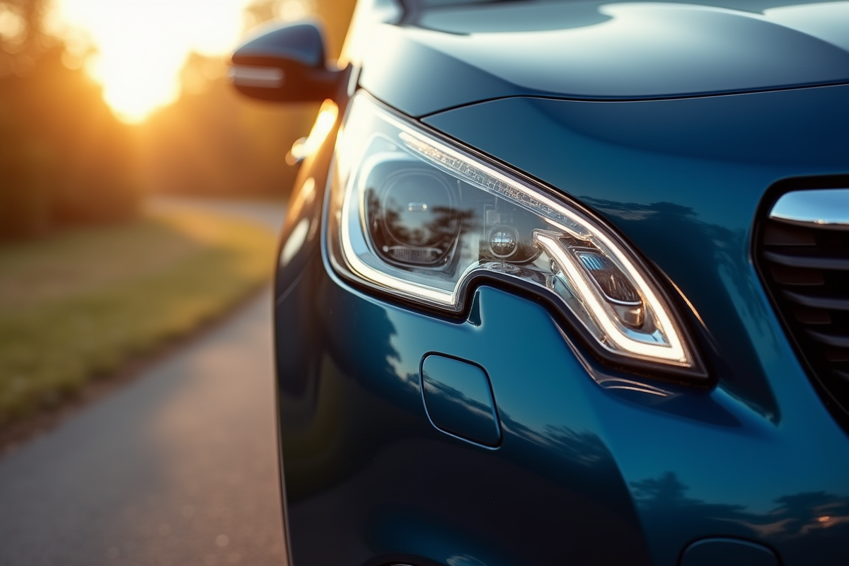 Zoom sur la grille et le phare avant du Peugeot 2008